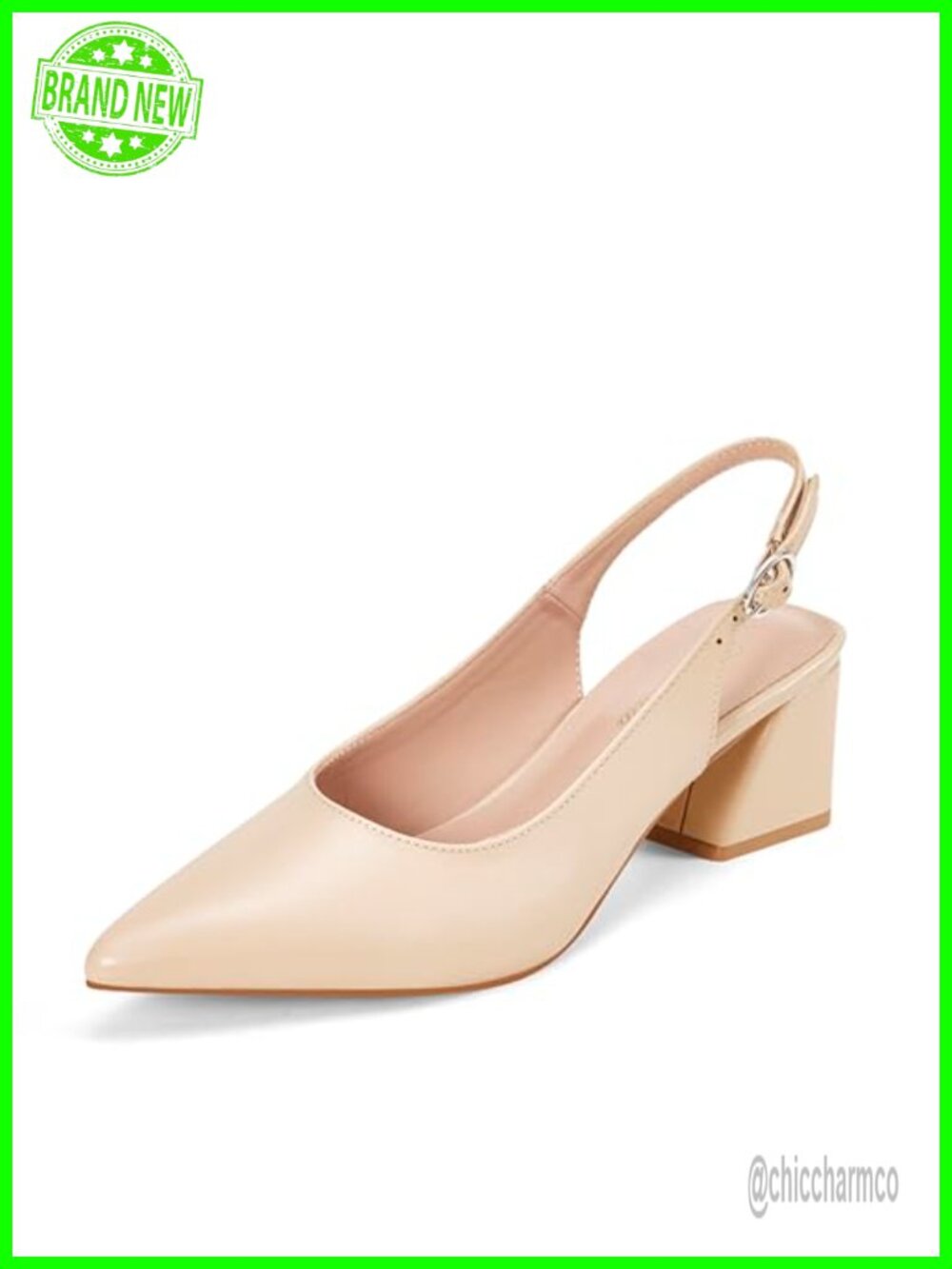 Women's Slingback Pumps Closed Toe Block Chunky Low Heel Dress Shoes